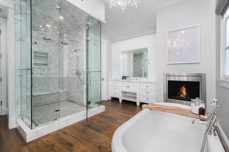 Contemporary Bathroom with Frameless Shower